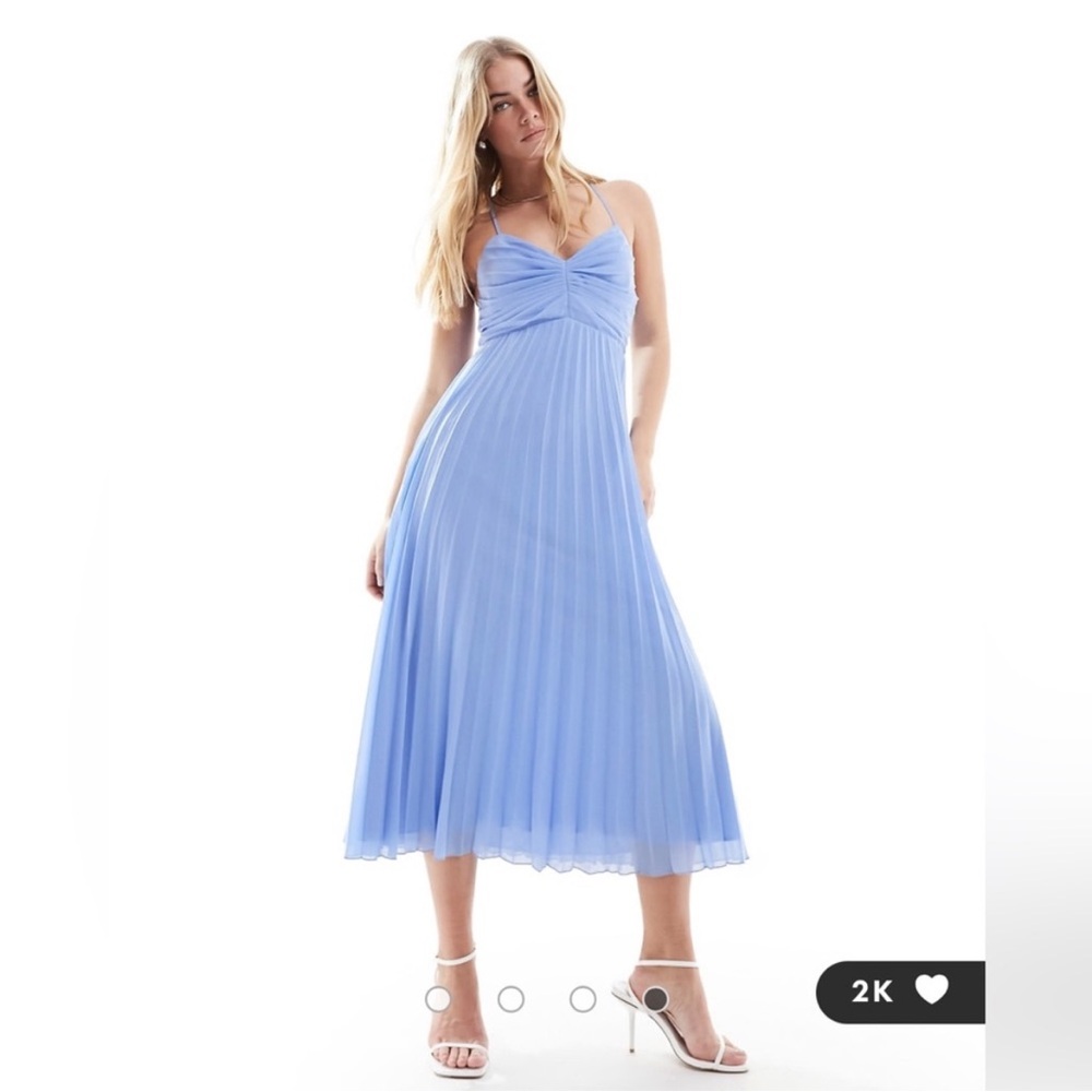 Elegant Light Blue Pleated Dress from ASOS